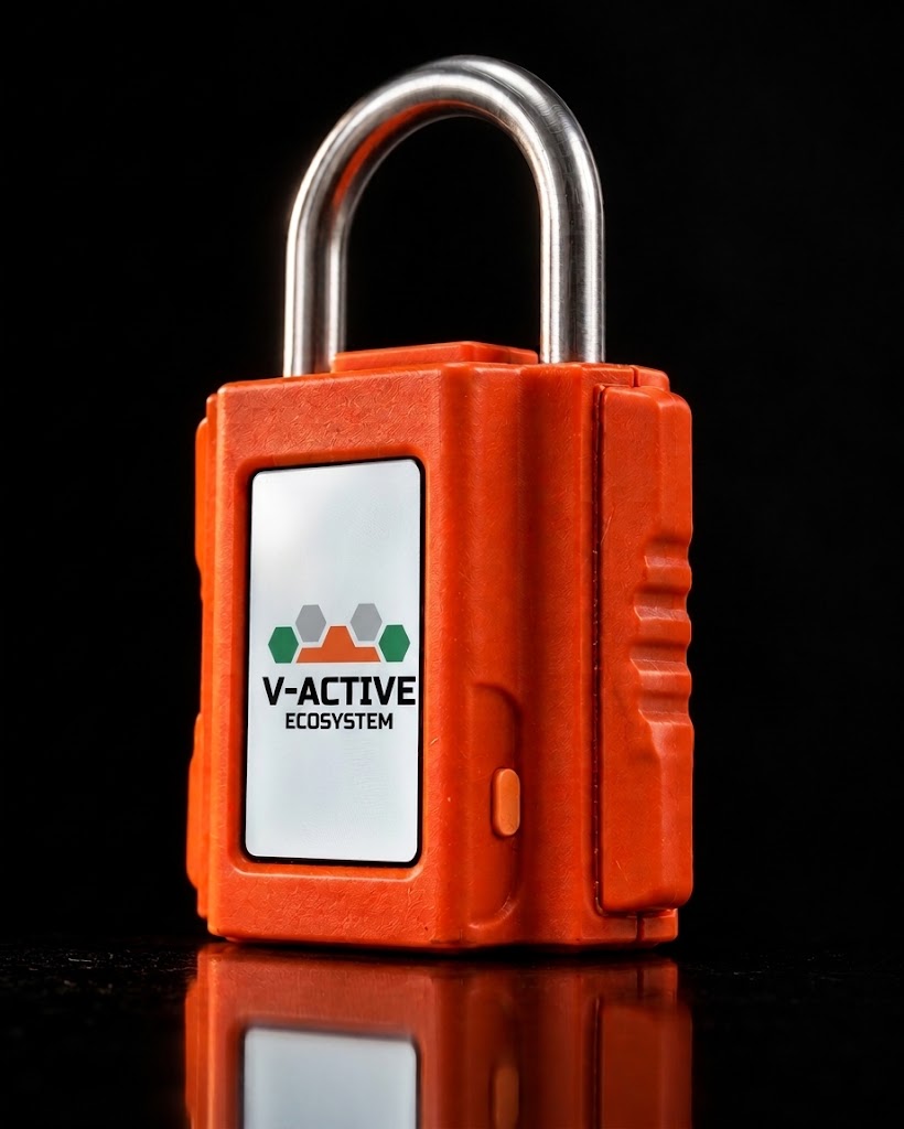 Candado inteligente V-Active VACM05, color naranja, con pantalla, Bluetooth y WiFi integrados